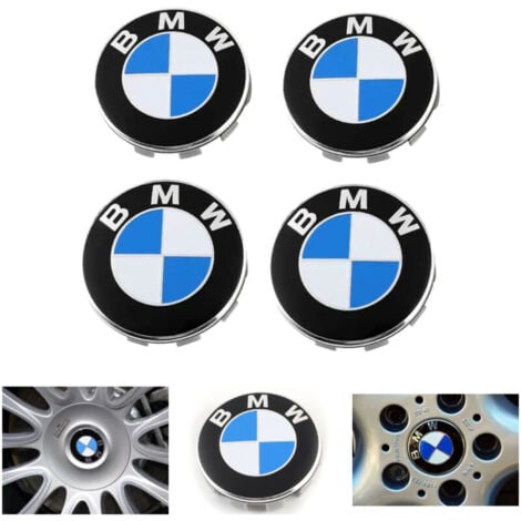 QIEDIE Set mit 4 blauen Nabenabdeckungen, kompatibel mit BMW-Radnaben-ABS-Autozubehör – 56 mm