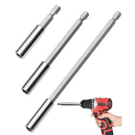 Set mit 4 Bohrverlängerungen mit magnetischem Sechskantschaft - Für Schrauben und Muttern - Ausziehbare Halterung für Akkuschrauber und Bohrmaschinen (60/100/150 mm)
