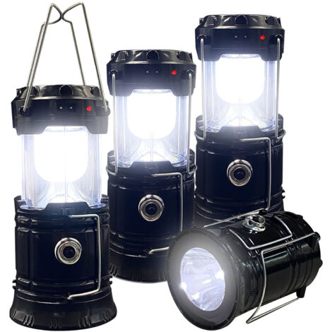 Set mit 4 Campinglampen, LED, Solare, Negru