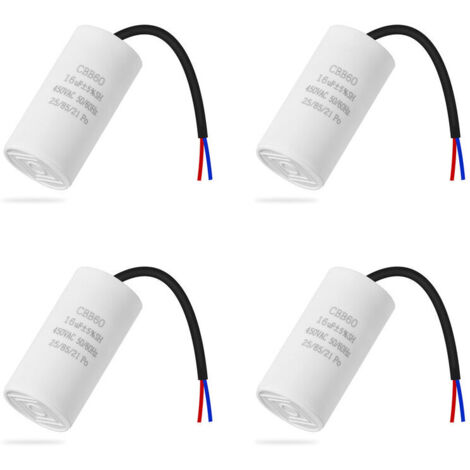 Set mit 4 CBB60-Kondensatoren, 450 V, 16 uf, 50/60 Hz, Startkondensator, Motorkondensator, Motorkondensator, Mikrofarad-Kondensator mit Draht, JALLERIA FLITI