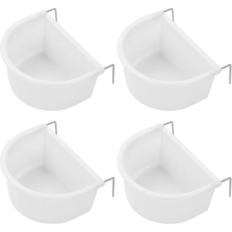 Set mit 4 D-förmigen Plastiknäpfen mit Aufhängehaken für Papageien, Wellensittiche, Nymphensittiche und Sittiche