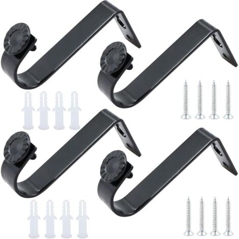 Set mit 4 Deckenhalterungen für Gardinenstangen, Gardinenstangenhalterungen, Gardinenstangenstützen, Wandhalterungen für Gardinenstangen, 22 mm Innendurchmesser