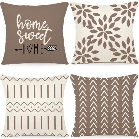 Set mit 4 dekorativen Sofakissenbezügen, Sofadekorationskissenbezügen, Outdoor-Kissenbezügen aus Leinen, dekorativen Kissenbezügen für Schlafzimmer, Sofa, Stuhl, Bett, Garten, 50 x 50 cm