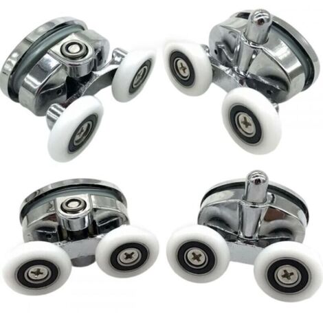 Set mit 4 Duschkabinenrollen - Zwei Räder - Oval - Schmetterlingsform (23 mm)