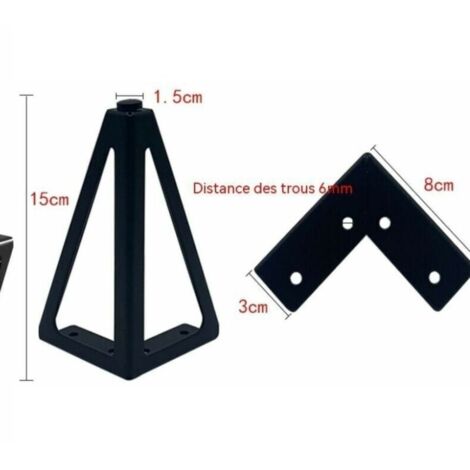 Set mit 4 Ersatz-Möbelfüßen aus Metall – Schwarz – 15 cm – Für Möbel, Schränke, Sofas und andere Möbel. (15 cm, hellschwarz)