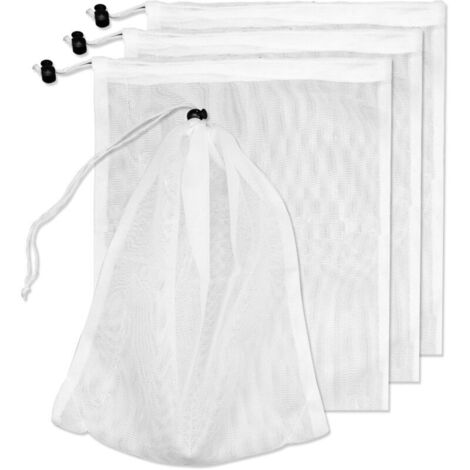 Set mit 4 Ersatz-Poolsaugerbeuteln, feinmaschiges Netz mit Kordelzug, Filterbeutel für Poolsauger, Reinigungsbeutel für Pools, Aquarien und Teiche