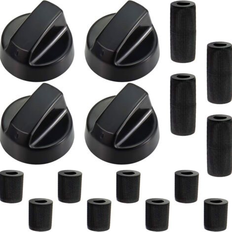 Set mit 4 Ersatzknöpfen für Gasherde, 6 mm/8 mm Innendurchmesser, Ersatzteile für Backöfen und Herde – Schwarz