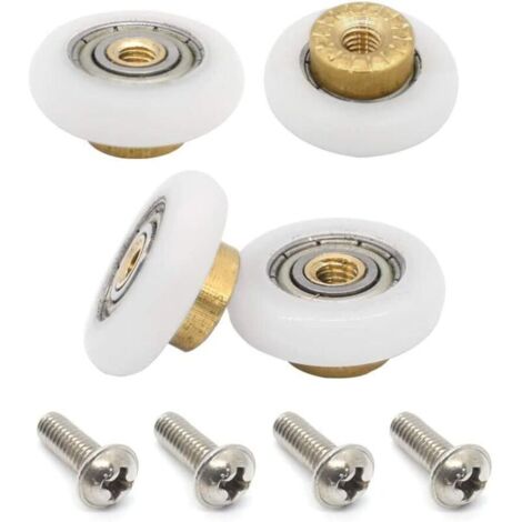 Set mit 4 Ersatzrollen für Schiebetüren in der Dusche mit M4-Schrauben, 25 mm Durchmesser