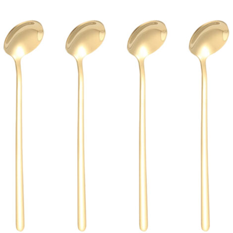 Set mit 4 Espressolöffeln, 13,2 cm kurze Mini-Kaffeelöffel aus Edelstahl, goldfarben