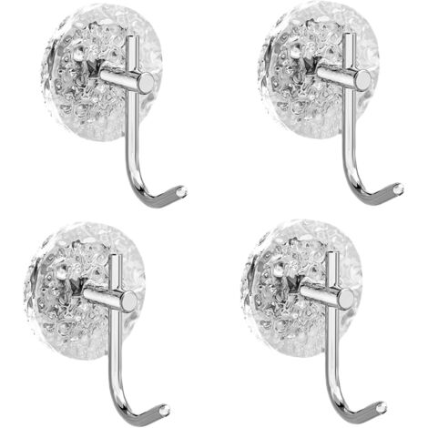 Set mit 4 extrem widerstandsfähigen und wasserfesten Acryl-Klebe-Wandhaken (silber, 8,5 cm)
