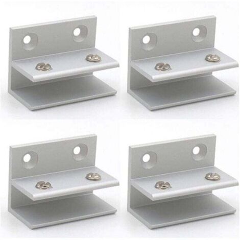 Set mit 4 F-förmigen Glasklemmen, Wandmontage, Duschklemmen, Regalklemmen, 10-12 mm Klemmplatten