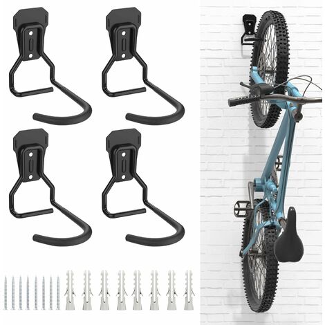 Set mit 4 Fahrradhaken, Fahrradständer aus Eisen, robuster L-förmiger Fahrradaufbewahrungs-Wandhalter, praktischer vertikaler Fahrradständer für die Garage zu Hause, Schwarz