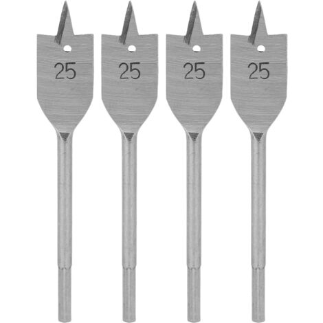 Set mit 4 Flachbohrern für Holz, Kohlenstoffstahl, Holzbearbeitungsbohrer, 25 mm Ersatz, Profi-Zubehör