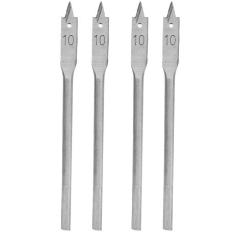 Set mit 4 flachen Holzbohrern aus hochkohlenstoffhaltigem Stahl, 10 mm 3-Punkt-Bohrwerkzeug