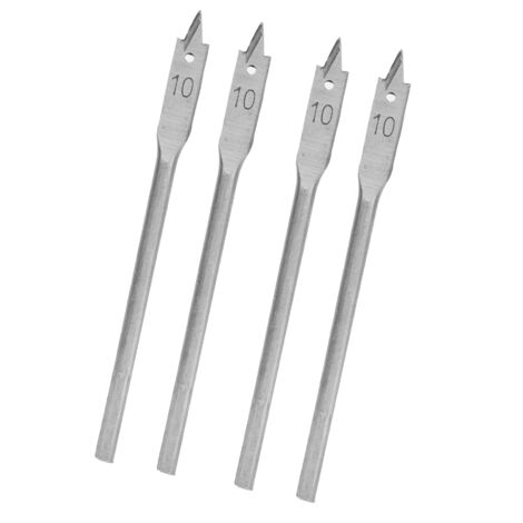 Set mit 4 flachen Holzbohrern aus hochkohlenstoffhaltigem Stahl, 3-Punkt-Bohrer für die Holzbearbeitung, 10 mm Durchmesser