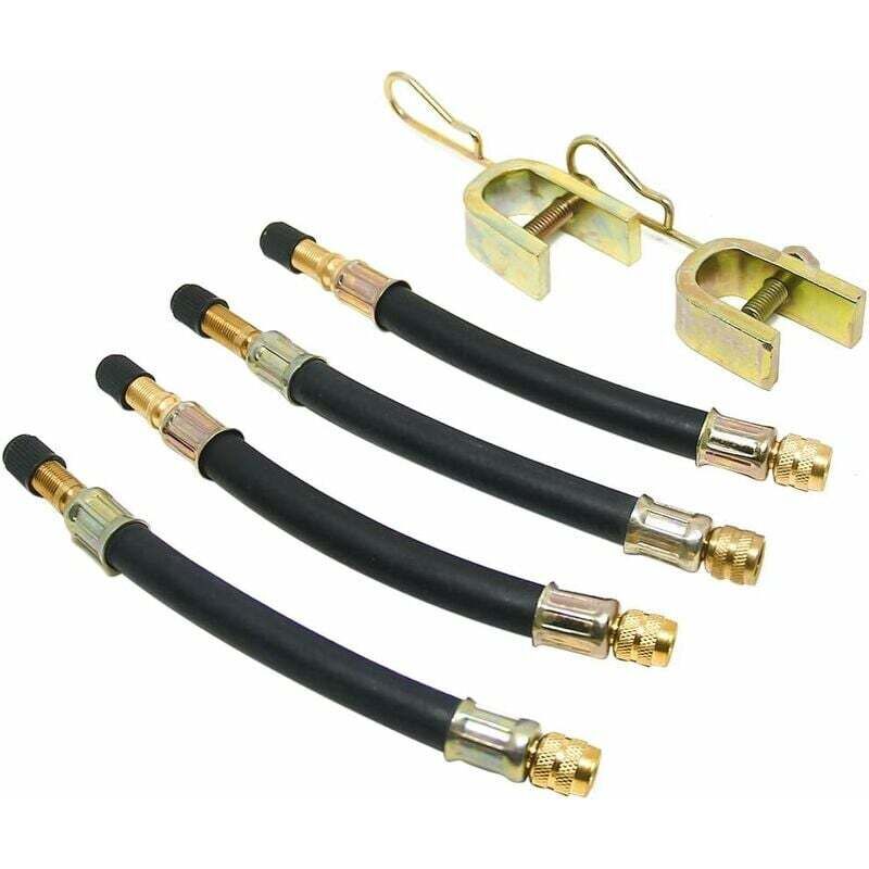 Image of Set mit 4 flexiblen Reifenventil-Verlängerungsschläuchen (150 mm) inklusive 2 Halterungen
