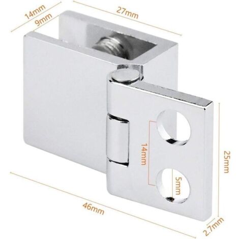 Set mit 4 Glastürscharnieren, 0° Öffnungswinkel, Klemmscharniere für Küchenschränke, Vitrinen, Duschen, für 5 mm dickes Glas