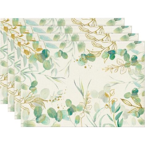 Set mit 4 grünen Eukalyptus-Tischsets – Tischdekoration – 30 x 45