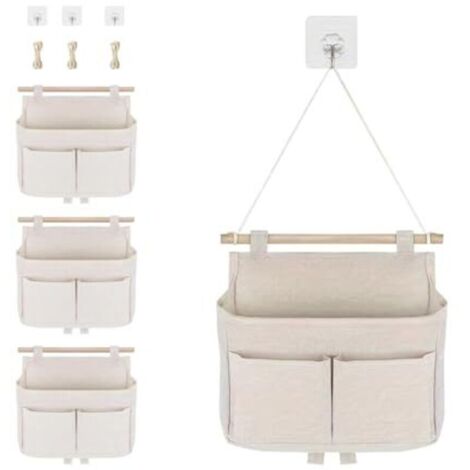 Set mit 4 Hängeaufbewahrungstaschen, Hängeaufbewahrungstasche, Wandorganizer mit 3 Fächern, Wandorganizer mit Klebehaken für Zuhause, Büro, Wohnmobil, Badezimmer.