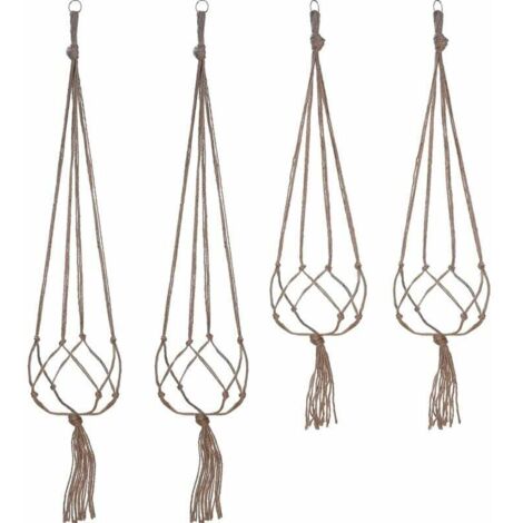 Set mit 4 Hängepflanzgefäßen mit Ring, für den Außen- und Innenbereich (2 à 105 cm und 2 à 88 cm)