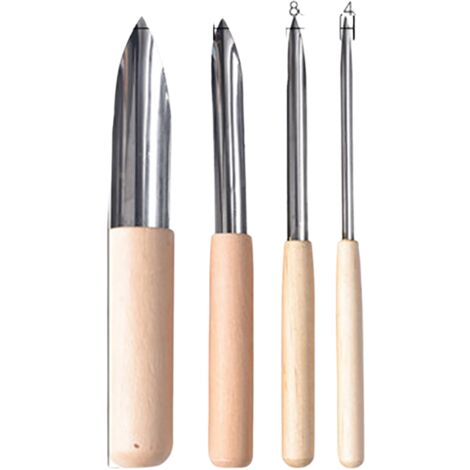 Set mit 4 halbrunden Lochschneidern, Töpfer-Keramikwerkzeugen, Holzgriff, Polymer-Ton-Stanzmesser, Töpferskulptur-Werkzeugen