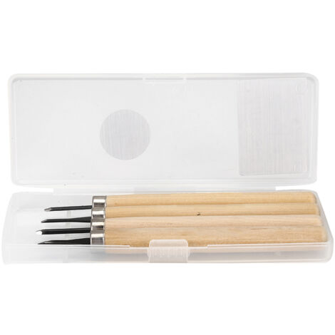 Set mit 4 Holzbearbeitungsmessern zum Schnitzen und Gravieren mit Schleifstein