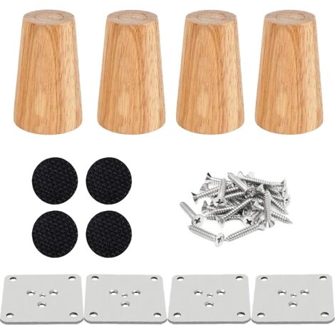 Set mit 4 Holzmöbelbeinen, 12 cm Ersatz-Sofabeine, Kaffee