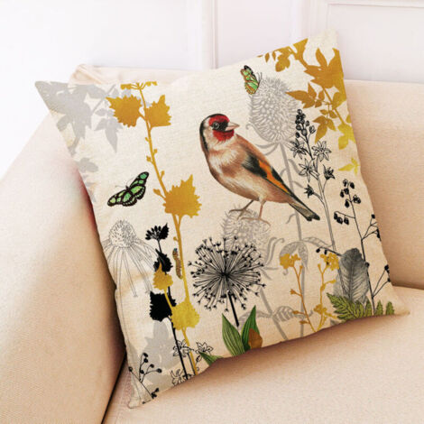Set mit 4 Kissenbezügen mit Blumen- und Vogelmuster, quadratische Kissenbezüge für Sofa, Wohnzimmer, Schlafzimmer, Büro, Veranda, 45 x 45 cm