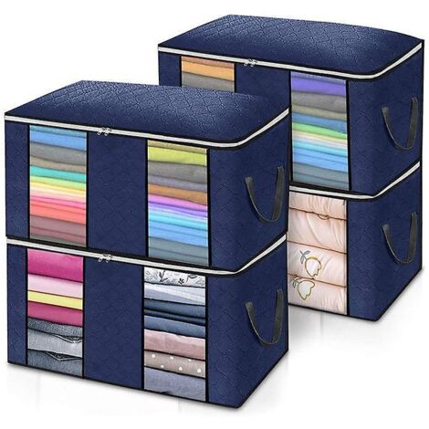 Set mit 4 Kleideraufbewahrungsbeuteln, 60 x 40 x 35 cm große Aufbewahrungsbeutel für unter das Bett, großes Fassungsvermögen, faltbar, für Bettdecken, Kleidung, Kissen usw.