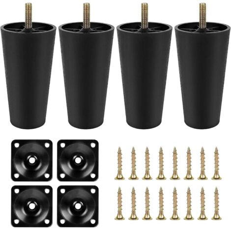Set mit 4 konischen Sofabeinen aus Kunststoff, Ersatzmöbelfüße, M8-Gewindeschrauben, 15 cm (6 Zoll)