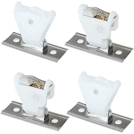 Set mit 4 Kordelstoppmechanismen und schwenkbarer Kordelumlenkrolle aus weißem Kunststoff und Edelstahlhalterung für Raffrollos aus geflochtenem Holz und Bambusrollos