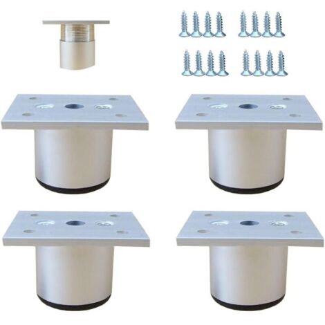 Set mit 4 Küchenmöbelfüßen aus Aluminiumlegierung – verstellbar – rund – Sofa-Stützfüße für Möbel – schwarz