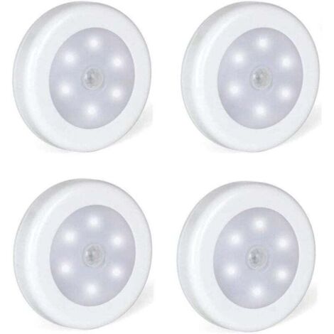 Set mit 4 LED-Klebeleuchten, LED-Bewegungsmelderleuchten mit Magnetfuß (batteriebetrieben)