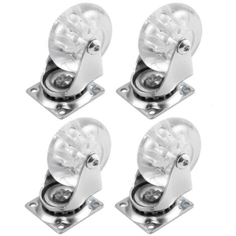 Set mit 4 Lenkrollen für Möbel, robuste 5 cm Rollen, transparente Polyurethan-Lenkrollen mit 360-Grad-Drehplatte für Schränke, Hocker und Bänke