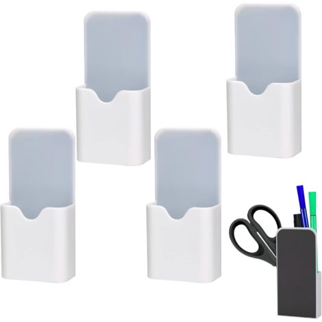 Set mit 4 magnetischen Markerhaltern, Stiftebecher, magnetischer Stifteorganizer, Büro- und Haushaltsartikel für Kühlschrank, Whiteboard, Spind (weiß)