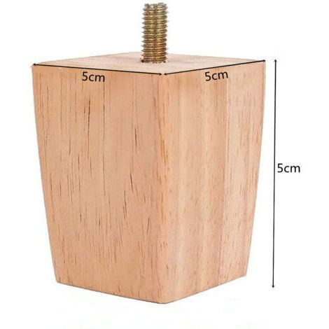 Set mit 4 Massivholz-Möbelbeinen, 5 cm – Montageplatten und Schrauben inklusive – Schnelle und einfache Montage