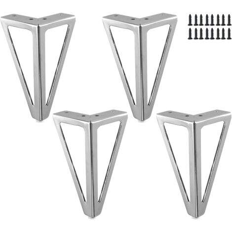 Set mit 4 Metall-Möbelfüßen für TV-Ständer, Couchtische, Schränke, Sofas, Betten usw., 15 cm, silber