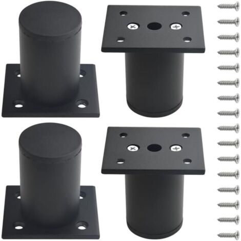 Set mit 4 Metall-Schrankfüßen, Möbelfüßen, verstellbaren Küchenfüßen, runden schwarzen Sofatischfüßen, 60 mm