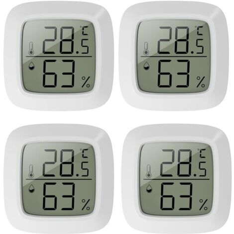 Set mit 4 Mini-Innenthermometern – Innenthermometer und Hygrometer – mit schneller Aktualisierungsrate von 10 Sekunden