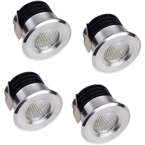 Set mit 4 Mini-LED-Einbaustrahlern, 3 W, warmweiß, für Schaufenster, Innenstation, Gipskartonbeleuchtung, mit Trafo Ulisem