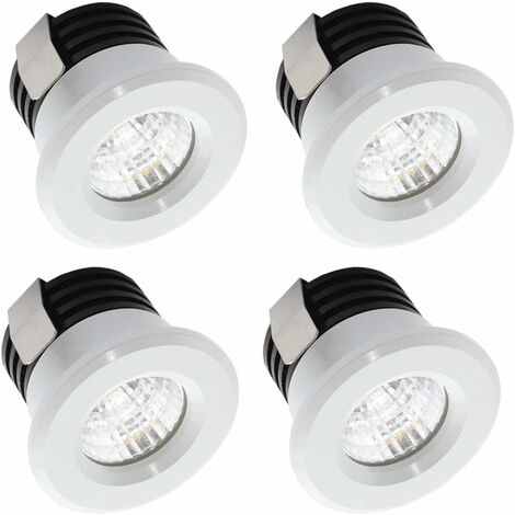 Set mit 4 Mini-LED-Einbaustrahlern 3 W warmweiß, Mini-LED-Spots für Vitrine, Innenstation, Gipskartonbeleuchtung inklusive