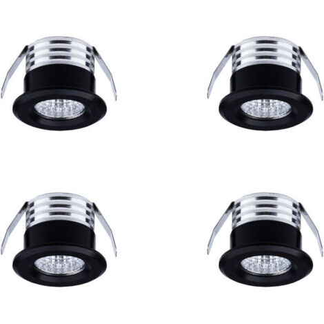 Set mit 4 Mini-LED-Einbaustrahlern, 3 W, warmweiß/schwarz