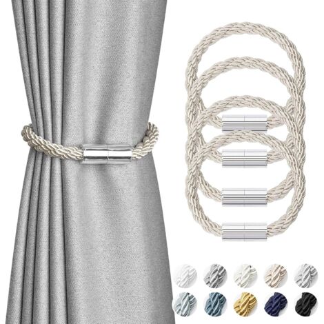 Set mit 4 Mini-Magnet-Gardinenclips, moderner und schlichter Stil (beige)