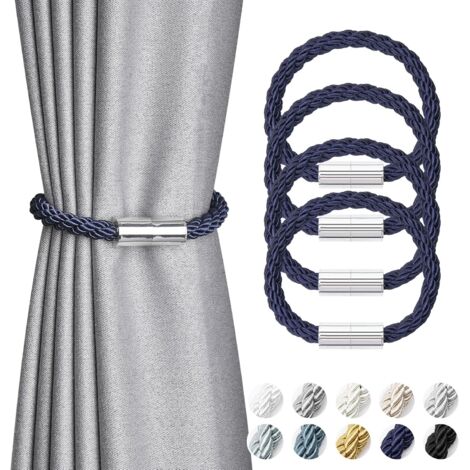 Set mit 4 Mini-Magnet-Gardinenclips, moderner und schlichter Stil (grau)