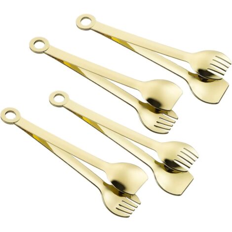 Set mit 4 Mini-Vorspeisenzangen aus vergoldetem Edelstahl, 15,2 cm, Gold