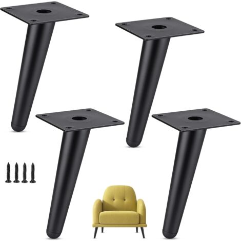 Set mit 4 Möbelbeinen, belastbar bis zu 600 kg, 15 cm Metall-Schrankbeine, kegelförmige Tischbeine, Möbelbeine für Schrank, Sofa, mit Schrauben und leiser, rutschfester Basis, schwarz
