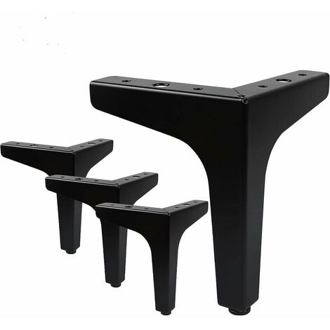 Set mit 4 Möbelbeinen, belastbar bis zu 600 kg, moderne dreieckige Tischbeine aus Metall, Pin-Möbelbeine für Schrank, Sofa, mit 4 Beinschonern, schwarz (15 cm)