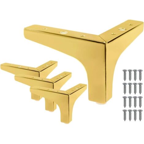 Set mit 4 Möbelfüßen (10 cm), modernem Stil, aus goldfarbenem Metall, luxuriös, dreieckig, für Tisch, Schrank, Sofa, Stuhl