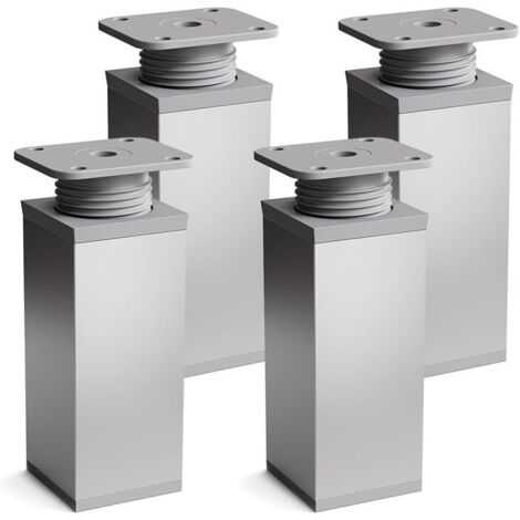 Set mit 4 Möbelfüßen, Höhe: 100mm (+100mm) verstellbar, Winkelform: 40 x 40 mm