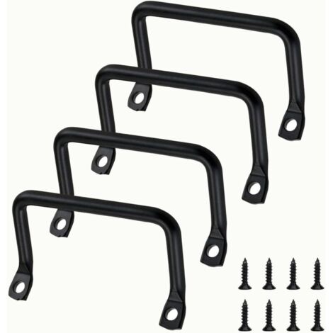 Set mit 4 Möbelgriffen für Schneidebretter, mattschwarz, für Serviertabletts aus Metall, Obstschalen, Schubladen